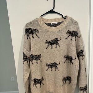 Hannah Beige and Black Animal Print Sweater